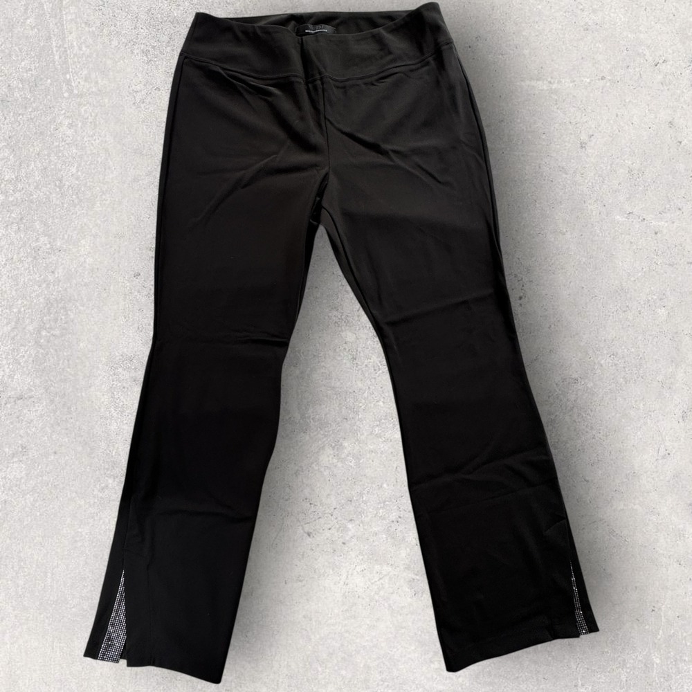 White House Black Market Flare Pants Women's XL Black Rhinestone Hem